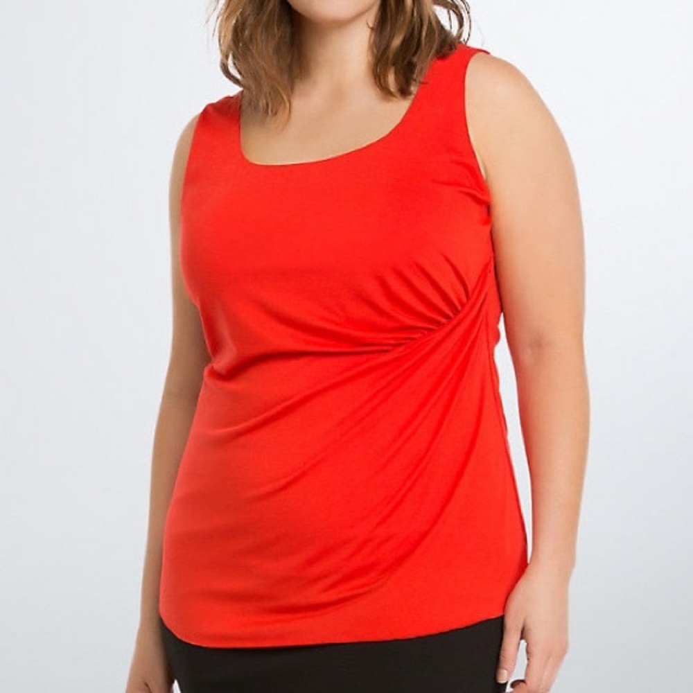 Torrid Sleeveless Red Shirted Knit Top, 4X.